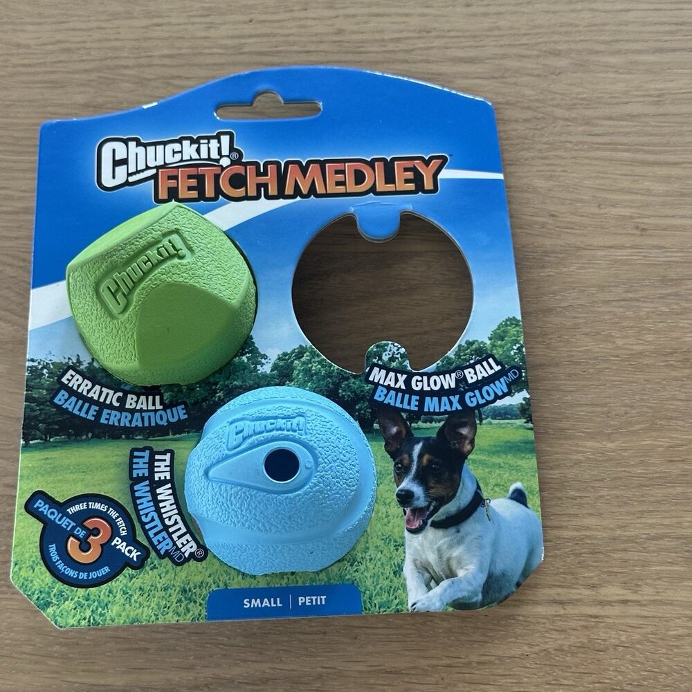 CHUCK IT! THE WHISTLER BALL Erratic Ball DOG TOY SMALL 2 INCH DIAMETER 2 PACK
